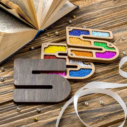 Wood bead organizer with lid "Number"