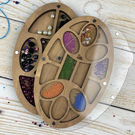 Multilayer bead organizer with transparent lid
