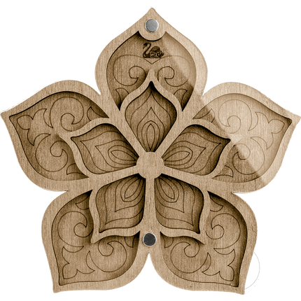 Wood bead organizer with transparent lid "Flower"