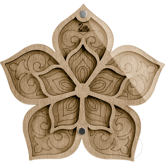Wood bead organizer with transparent lid "Flower"