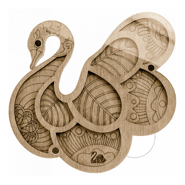Wood bead organizer with transparent lid "Swan"
