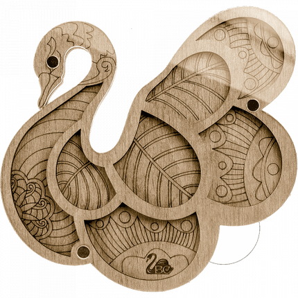 Wood bead organizer with transparent lid "Swan"