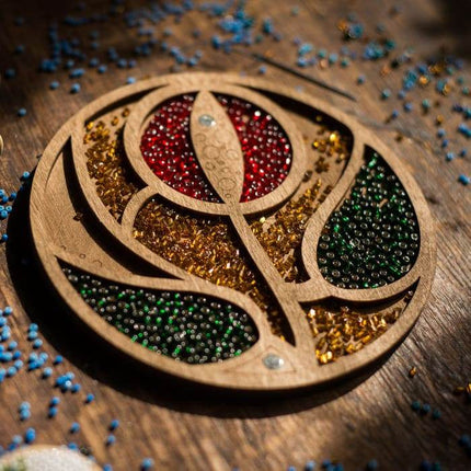 Wood bead organizer with transparent lid "Tree"