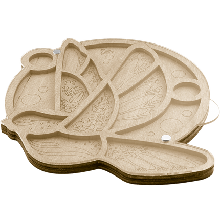 Wood bead organizer with transparent lid "Bird"