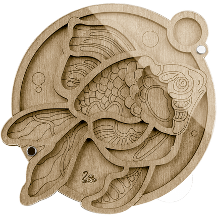 Wood bead organizer with transparent lid "Fish"