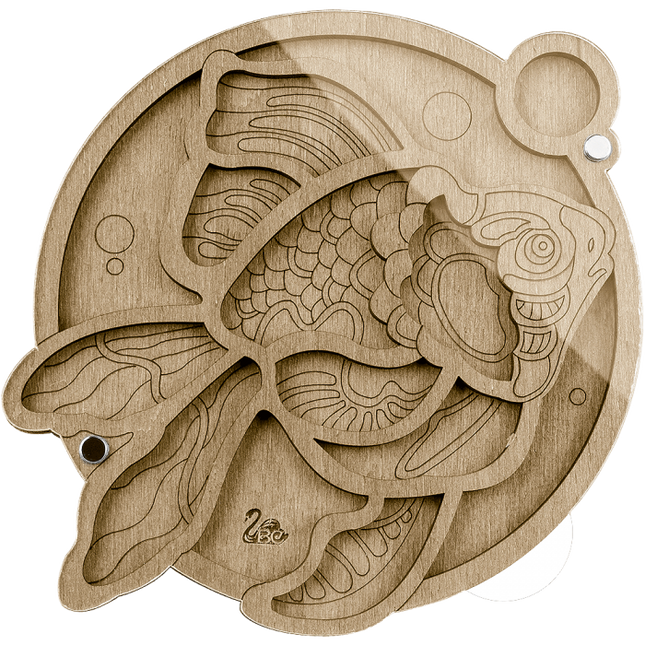 Wood bead organizer with transparent lid "Fish"