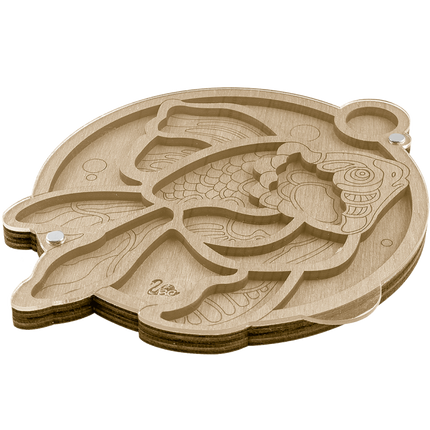Wood bead organizer with transparent lid "Fish"