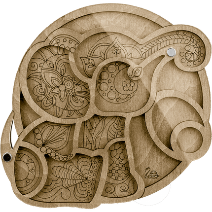 Wood bead organizer with transparent lid "Elephant"