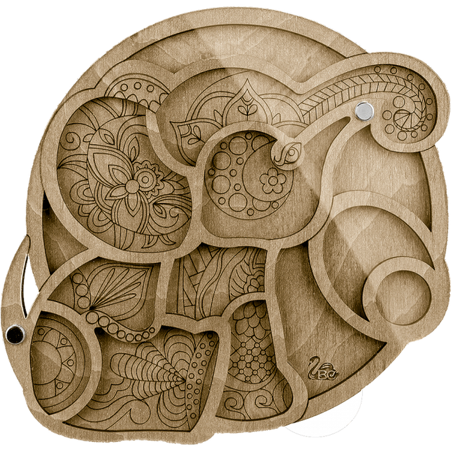 Wood bead organizer with transparent lid "Elephant"
