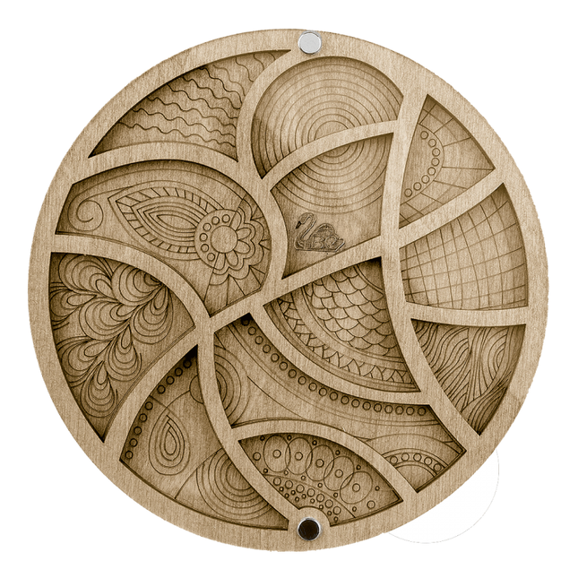 Wood bead organizer with transparent lid "Feathers"