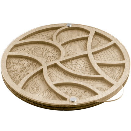 Wood bead organizer with transparent lid "Feathers"