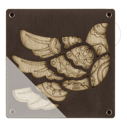 Wood bead organizer with transparent lid "Bird"