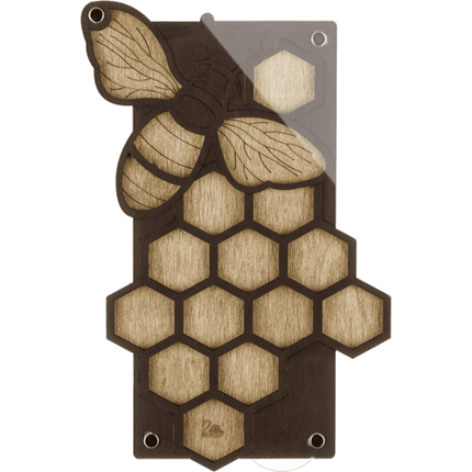 Wood bead organizer with transparent lid "Bee and Honeycomb"