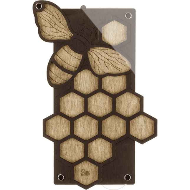 Wood bead organizer with transparent lid "Bee and Honeycomb"