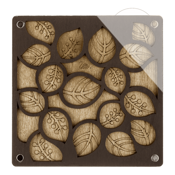 Wood bead organizer with transparent lid "Leaves"