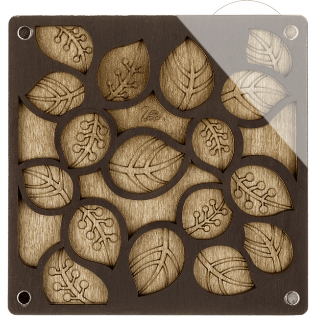Wood bead organizer with transparent lid "Leaves"