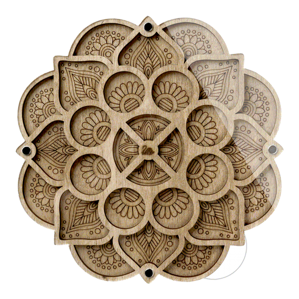 Wood bead organizer with transparent lid "Sunflower"