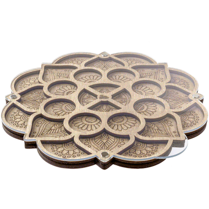 Wood bead organizer with transparent lid "Sunflower"