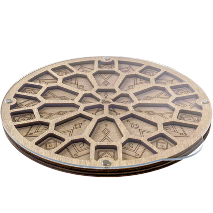 Wood bead organizer with transparent lid "Chamomile"