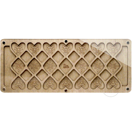 Wood bead organizer with transparent lid "Hearts"