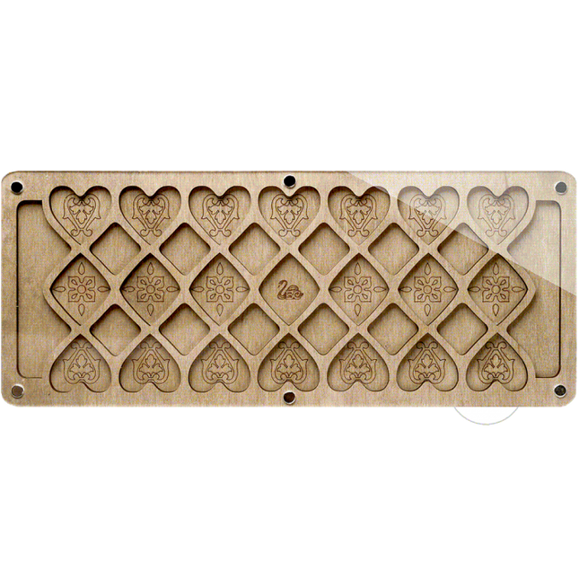 Wood bead organizer with transparent lid "Hearts"
