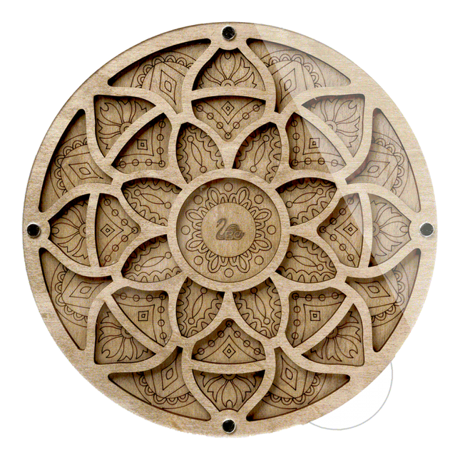 Wood bead organizer with transparent lid "The Sun"