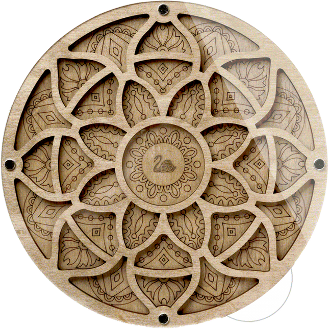 Wood bead organizer with transparent lid "The Sun"