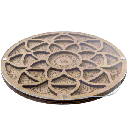 Wood bead organizer with transparent lid "The Sun"