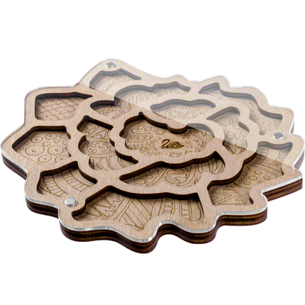 Wood bead organizer with transparent lid "Seashell"
