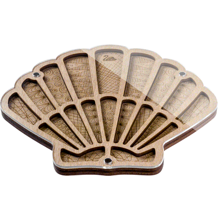 Wood bead organizer with transparent lid "Shell"