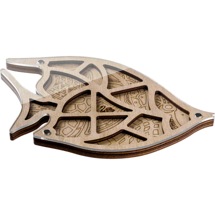 Wood bead organizer with transparent lid "Fish"