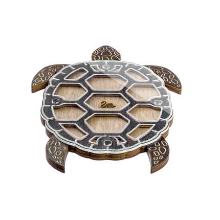 Wood bead organizer with transparent lid "Turtle"