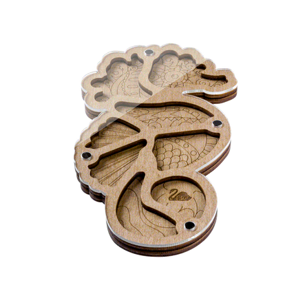 Wood bead organizer with transparent lid "Seahorse"