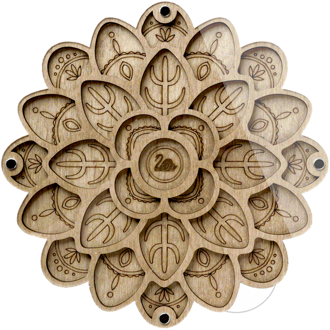 Wood bead organizer with transparent lid "Petals"
