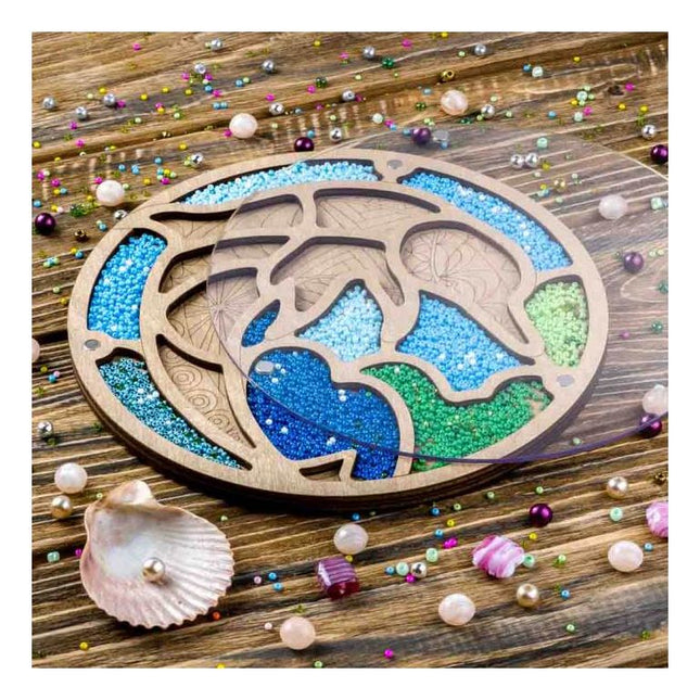 Wood bead organizer with transparent lid "Dolphin"