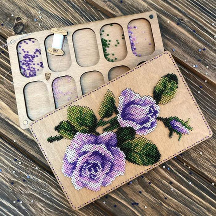 DIY Bead embroidery kit "Purple Rose", Bead organizer