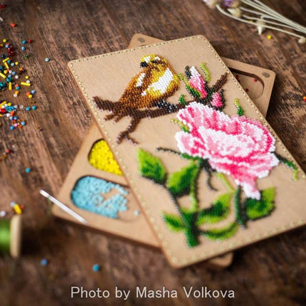 DIY Bead embroidery kit "Bird and flowers", Bead organizer