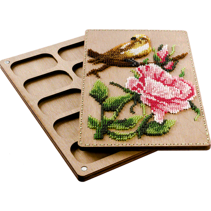DIY Bead embroidery kit "Bird and flowers", Bead organizer