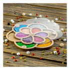 Wood bead organizer with transparent lid
