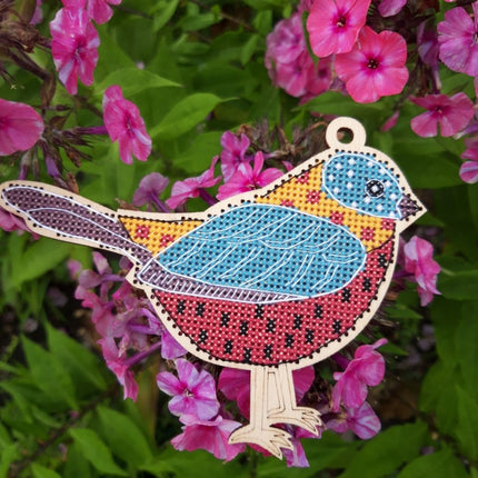 DIY Cross stitch kit on wood "Irynka" 4.9x3.7 in / 12.5x9.5 cm