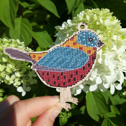 DIY Cross stitch kit on wood "Irynka" 4.9x3.7 in / 12.5x9.5 cm