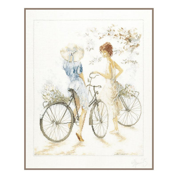 DIY Counted cross stitch kit Girls on bicycle