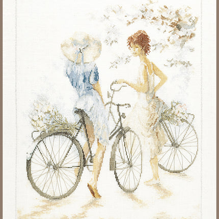 DIY Counted cross stitch kit Girls on bicycle