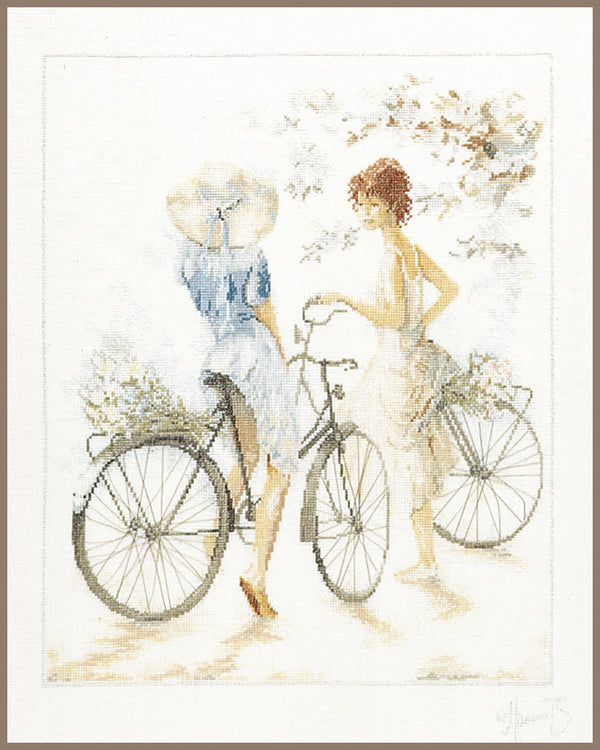 DIY Counted cross stitch kit Girls on bicycle