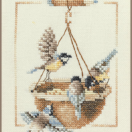 DIY Counted cross stitch kit Feeding dish with birds