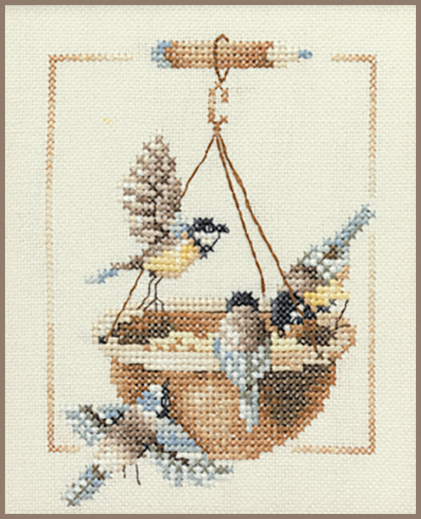 DIY Counted cross stitch kit Feeding dish with birds