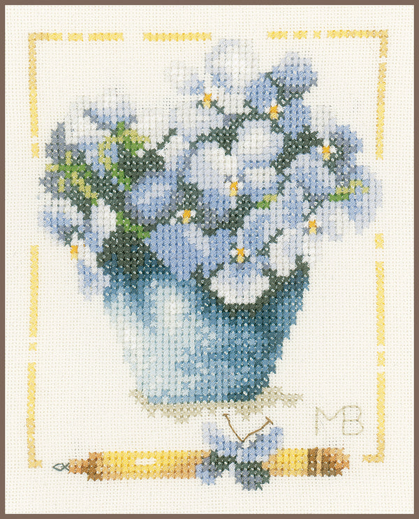 DIY Counted cross stitch kit Pot with hydrangea