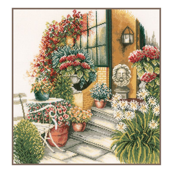 DIY Counted cross stitch kit Terrace in autumn bloom