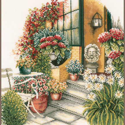 DIY Counted cross stitch kit Terrace in autumn bloom