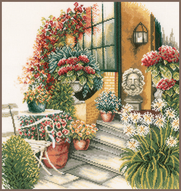 DIY Counted cross stitch kit Terrace in autumn bloom